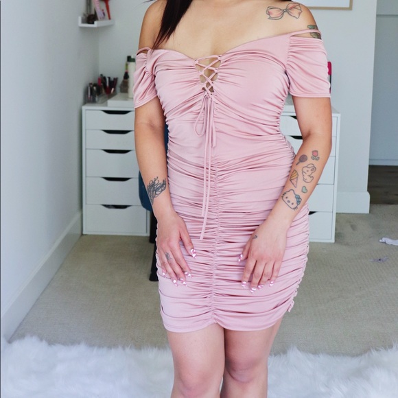 NEW Shirred Pink Party Dress